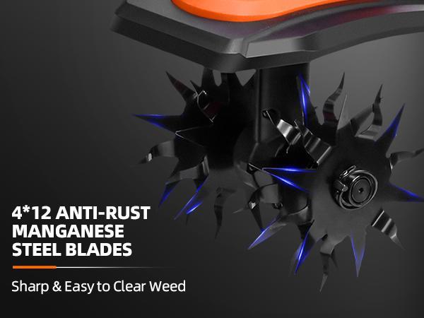 Yofidra 21V Cordless Tiller Cultivator 360RPM Electric Garden Tool with Ergonomic Handle & Adjustable Handle for Lawn Gardening Soil Cultivation lawn equipment Blades Cutting Portable Power