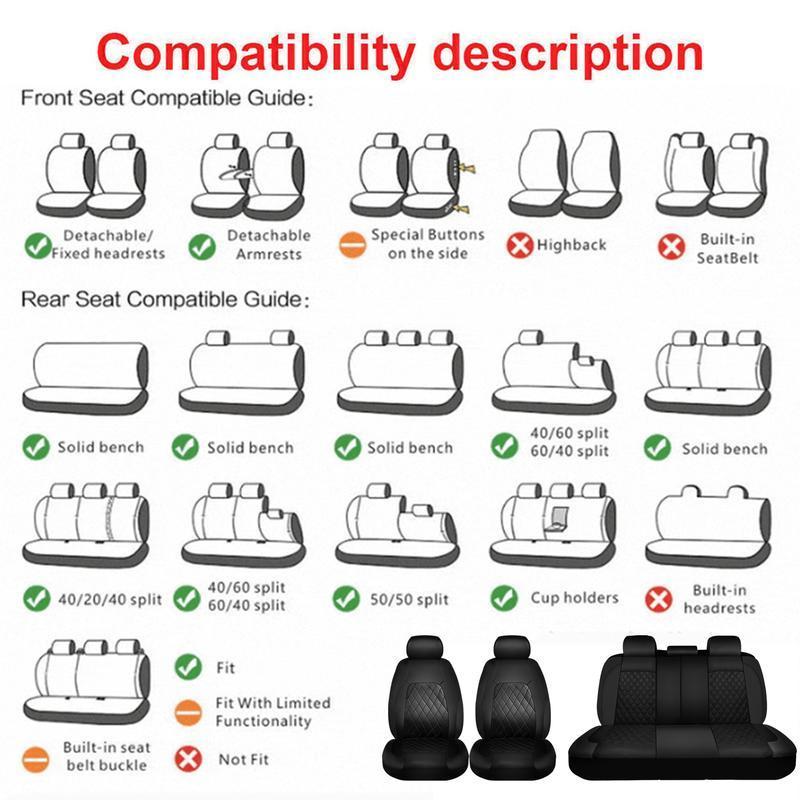 Universal Leather Car Seat Covers for 5 Seats PU Leather Waterproof Protectors Protects Spills & Scratches Fits Most Cars Vans SUVs Trucks Airbag Compatible Car Interior Accessories