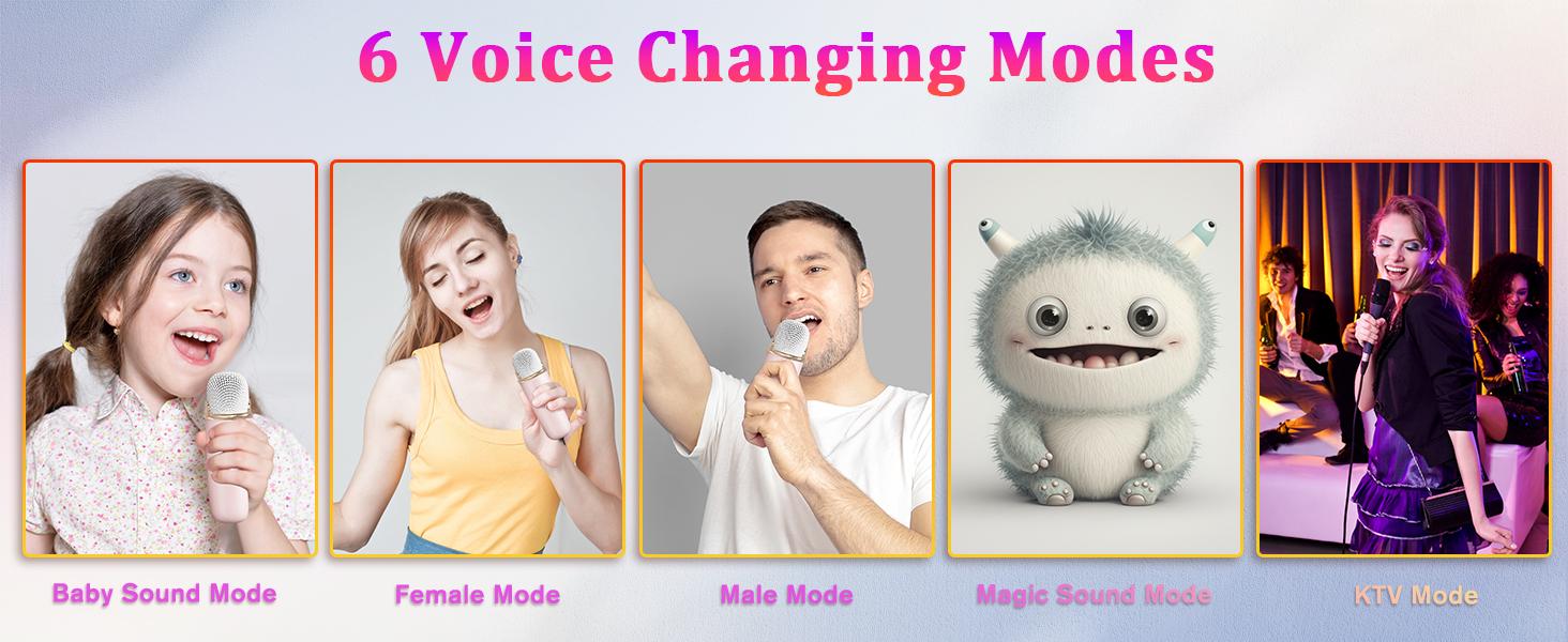 PRUNUS C20 Mini Karaoke Machine Portable Bluetooth Speaker with Wireless Microphone 6 Sound Modes for Adults&Kids Birthday Home Farmily Friends Party Gifts for Girls Boys Friends Ktv speaker