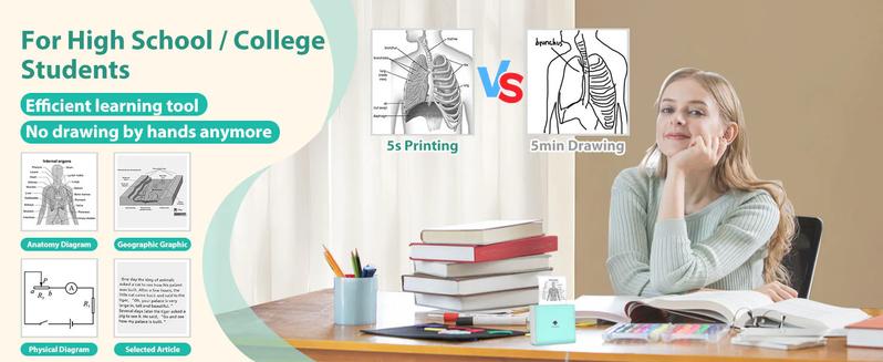 Phomemo M02 Mini Sticker Printer – Portable Inkless Thermal Printer for DIY Crafts, Journals, Photos, Study Notes & Labels – Ideal for Home, School & Travel