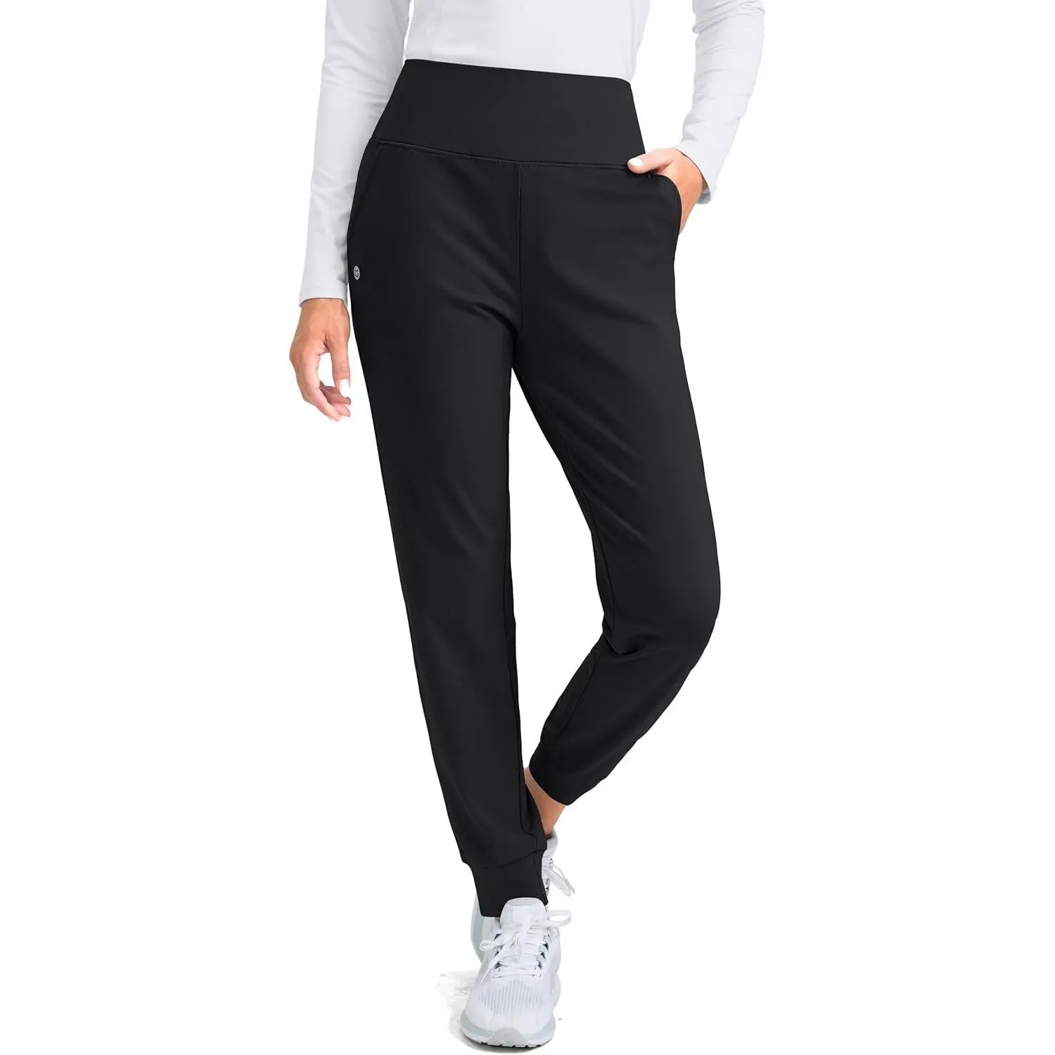 Women's Fleece Lined Joggers High Waisted Water Resistant Thermal Hiking Pants Cold Weather Sweatpants with Pockets
