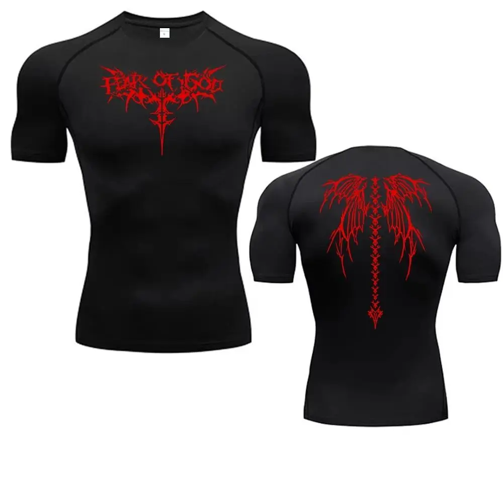 Y2K Compression Shirt Men Fitness Gym Skeleton Sport Running T-Shirt Rashgard Tops Tee Quick Dry   T-Shirt For Men 916