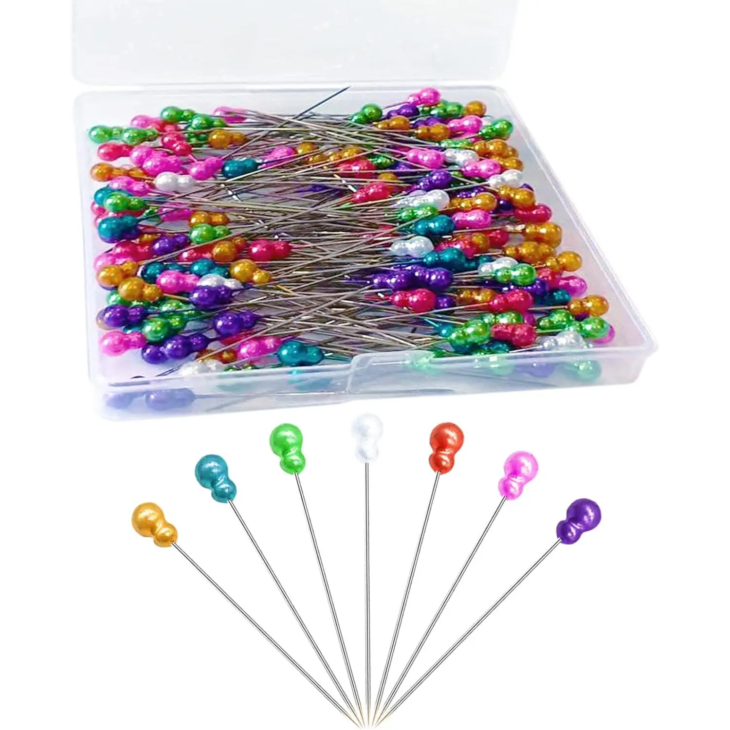200 count Sewing Pins, Straight Pins with Gourd Pearlized  Pin, Long 2.2 Inch Sewing Pins for Fabric, Multicolor Quilting Pins for Crafts Dressmaker DIY Decoration, Stick Pins for Sewing Project