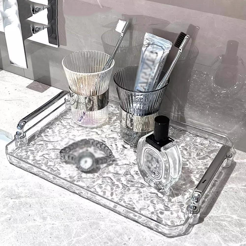 Plastic Serving Tray with Handles, Reusable Tray Rectangular Party Platters for Dessert Coffee Tea Table, Living Room Kit