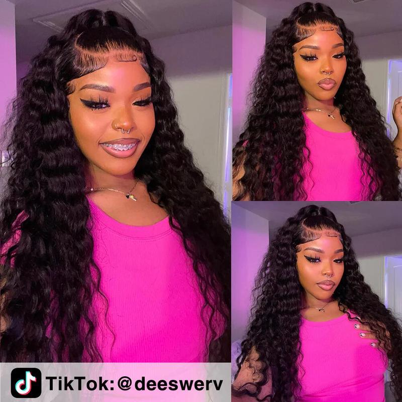 [New in] STERLY 200% Density Burgundy / Natural Color 13x6 Lace Frontal Human Hair Deep Wave Wig Ombre Color Water Wave Wig 99J Curly Wigs #FB30 Highlight Pre Plucked Pre Cut Beginner Friendly Wig Smooth HD Transparent Lace Wig