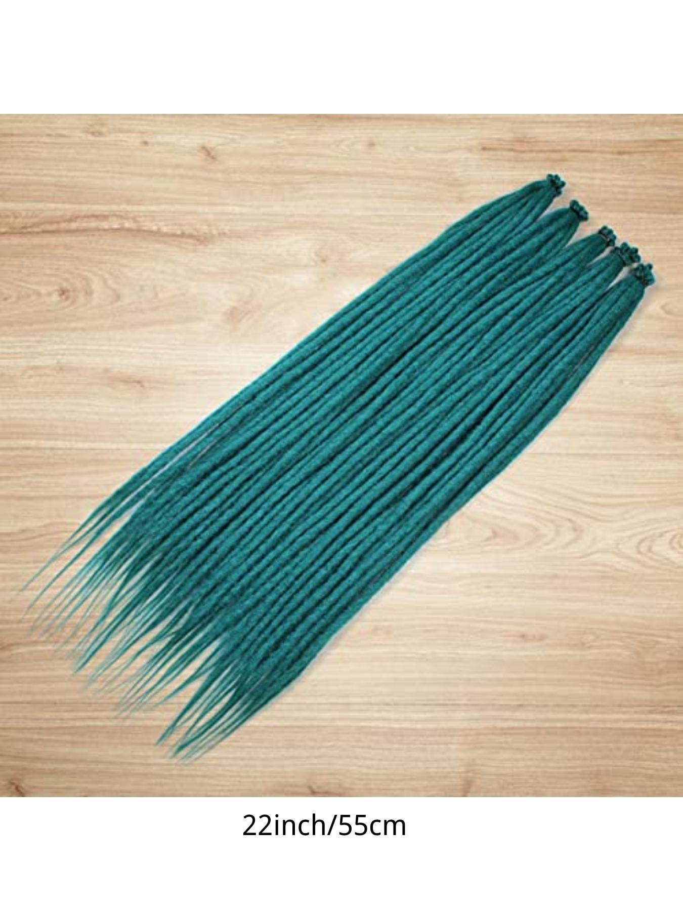 Green Dreadlock Extensions, Long Synthetic Crochet Dreads Extensions Handmade Soft Single Ended Dreads Thin 0.6cm Width Reggae Style Dreadlock for Girls(10 Strands)