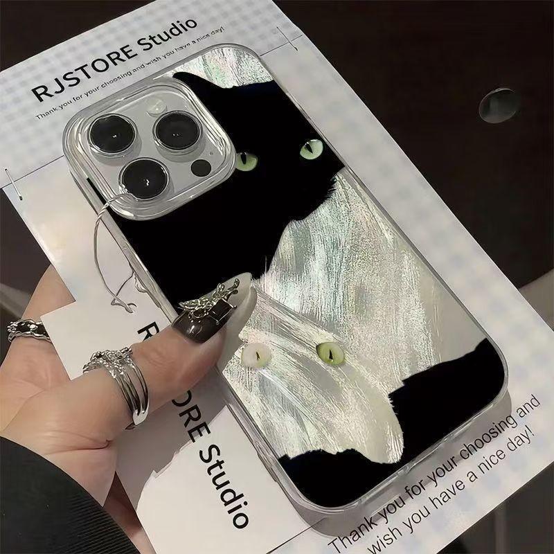 Laser Cat Phone Case, Dark Style Eye Cat Transparent Cover, Compatible with iPhone 17/17 Pro Max, Unique and Cool Design