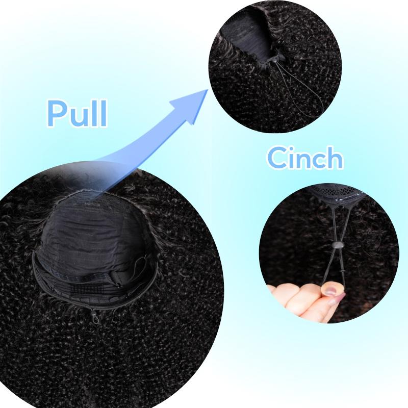 [20”Only $69] BANGJAZZ Kinky Curly Half Wig Human Hair Ready To Wear Glueless Short Curly Wigs Human Hair Upgraded Drawstring Cap 200% Density Wigs for Women Beginner Friendly #FallFreshness