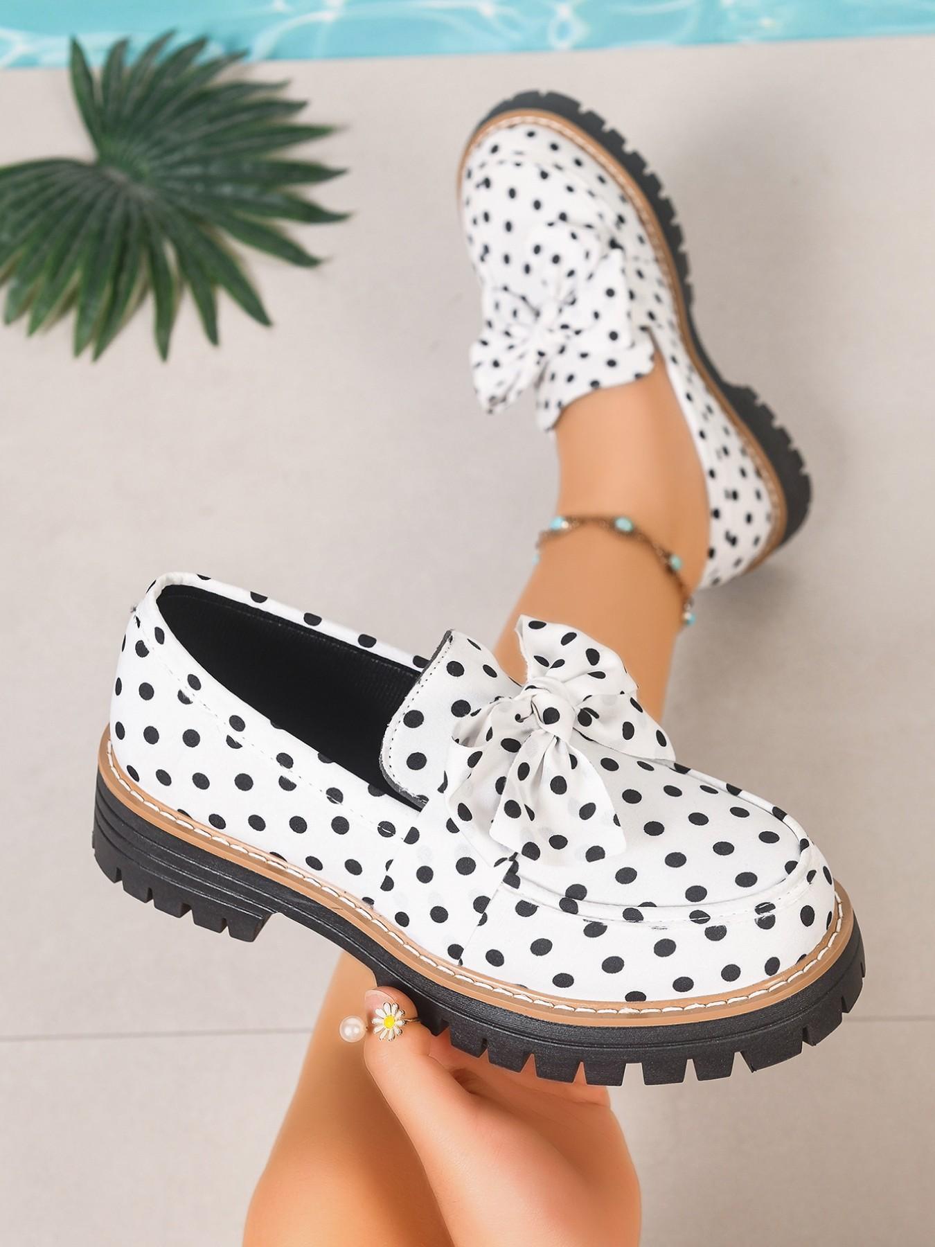 2026 Spring Summer New Zebra Stripe Bow Tie British Style Earl Loafer Slip Ons Thick Sole Small Leather Shoe Chunky Heel Women's Single Shoes