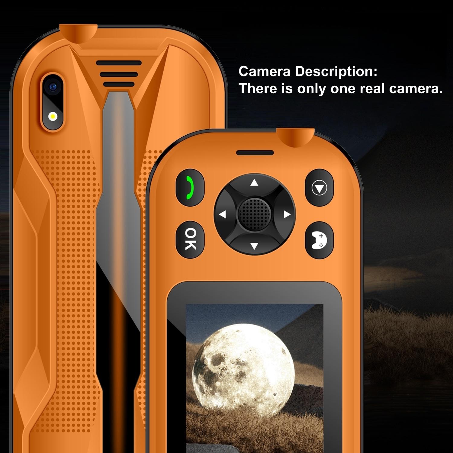 FUFFI Game Phone comes with 200 classic games pre-installed. It features a 2.8-inch screen, a 2500mAh battery, 2G network, dual SIM dual standby, a metal integrated frame, and an ultra-bright flashlight. It is a multi-functional game phone.