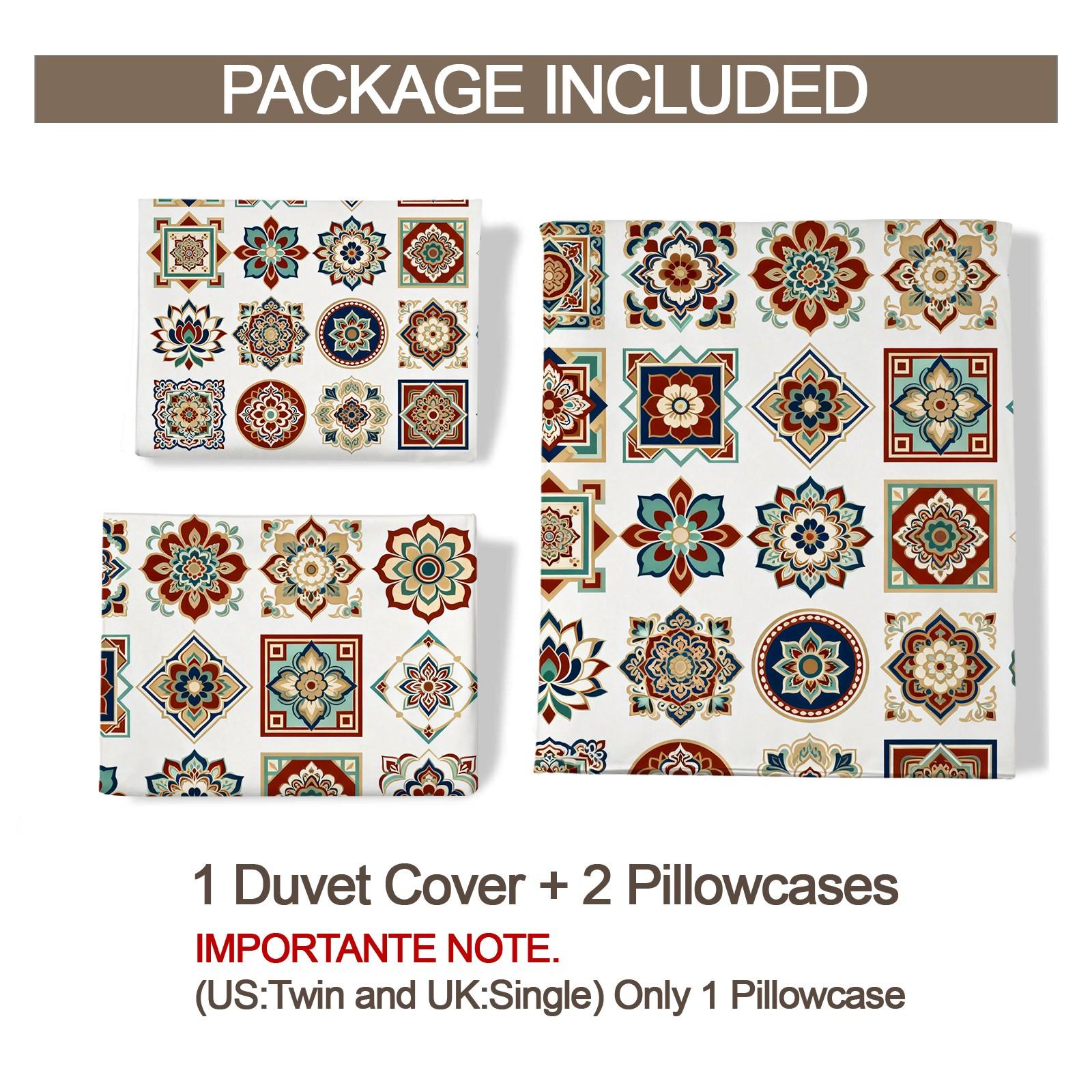 2/3 Pack Boho Mandala Print Duvet Cover Set, Vintage Floral Style Bedding, Soft & Breathable Bed Set with Zipper Closure for Bedroom & Guest Room, Suitable for All Seasons (No Insert)