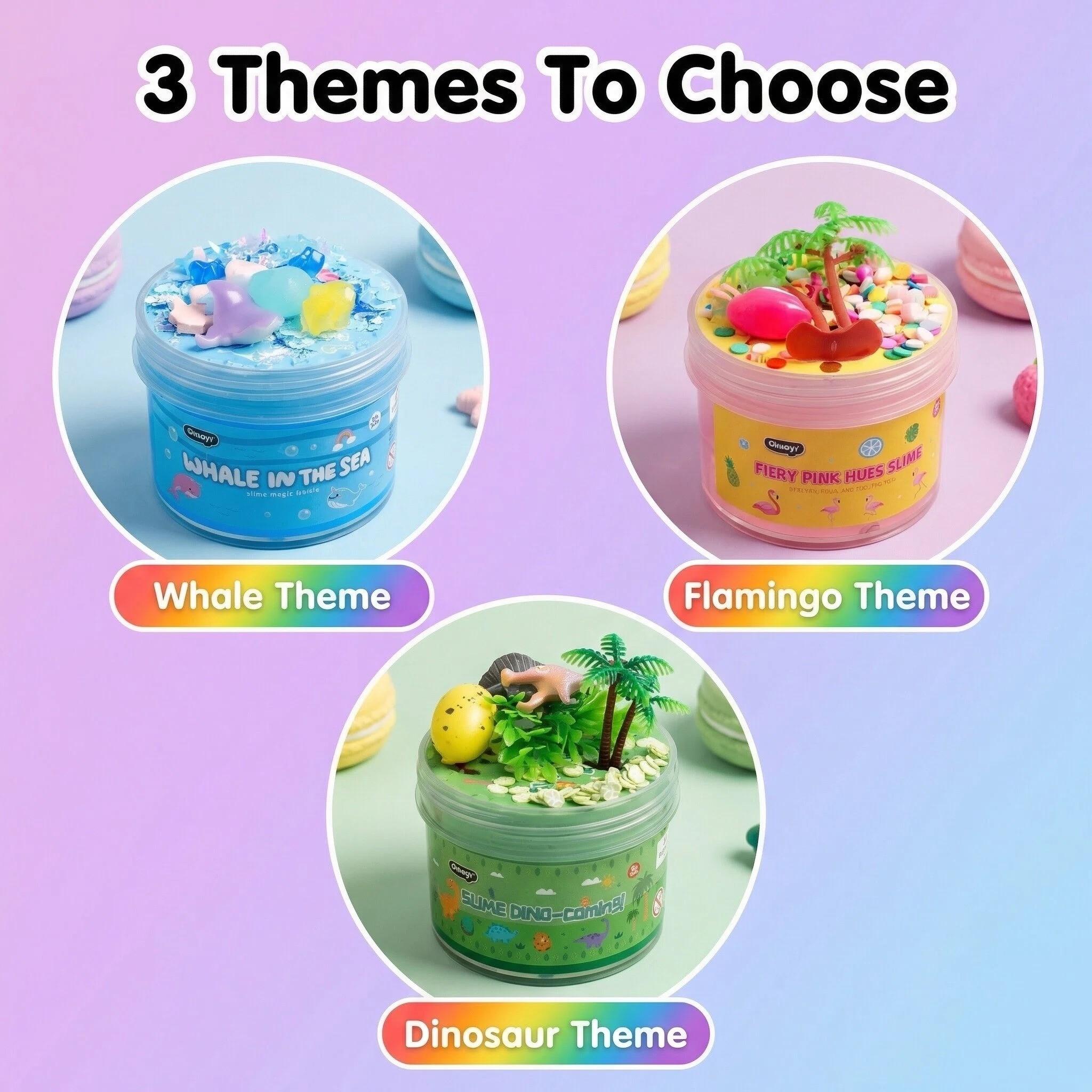 Soft Fun DIY Slime, 3 Unique Themes, Endless Play, Stress Relief, Non-Toxic, Safe, Includes Ocean, Flamingo, Dinosaur Series