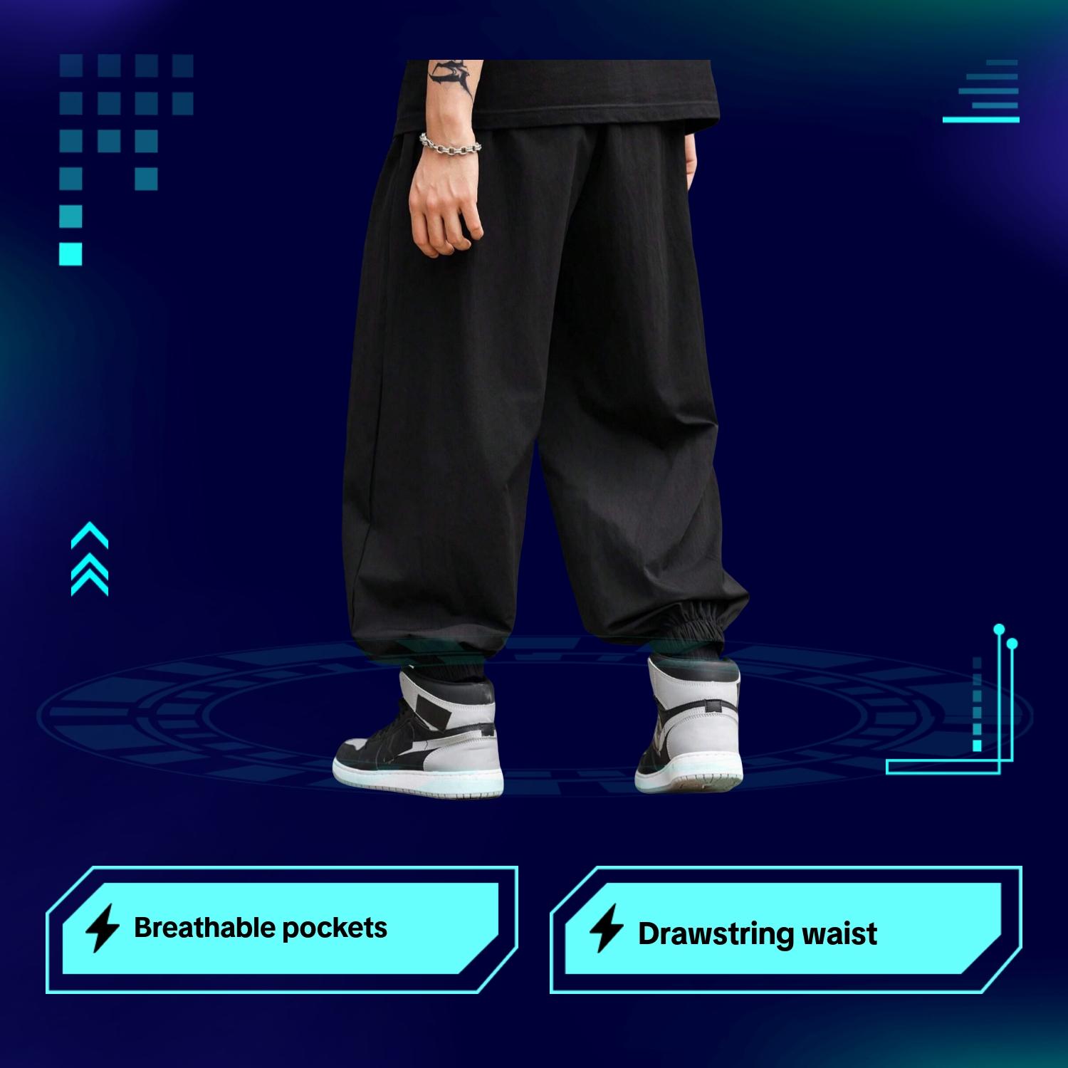 Men's Solid Color Drawstring Waist Pants, Loose Casual Comfy Breathable Pocket Jogger Pants for Spring & Fall, Fashion Men's Bottoms for Daily Wear