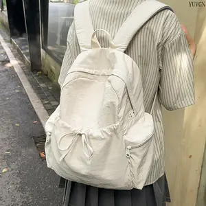 2026 Lightweight Nylon Backpack for Women, Casual Drawstring Pocket School Backpack with Adjustable Straps, Water-Resistant Daily Daypack Perfect for Travel, Commute, Campus, Shopping and Outdoor Activities