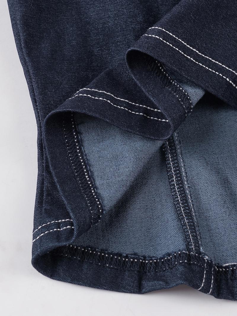 Women's Denim-effect Print Shirt, Casual Short Sleeve Top for Daily Wear, Ladies Clothes for All Seasons