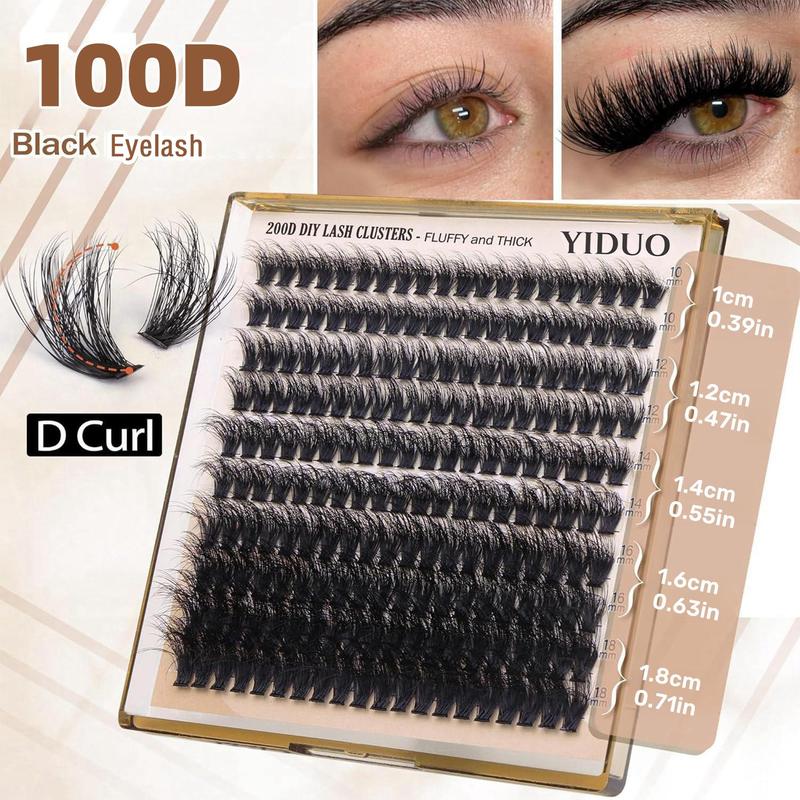 Volume Thick Lash Clusters, Fluffy Lash Clusters, 200pcs/box 10-18mm Mixed Length D Cur Lash Clusters, Wispy Individual Eyelash Extensions Clusters, DIY Volume Lash for Beginners