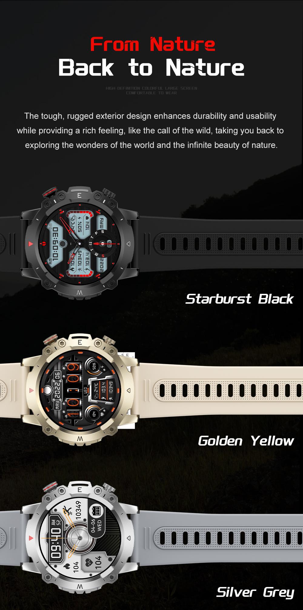 ZW48 Tactical Bluetooth Calling Smart Watch 1.46 Inch HD Round Display LED Flashlight for Outdoor Fitness Daily Wear