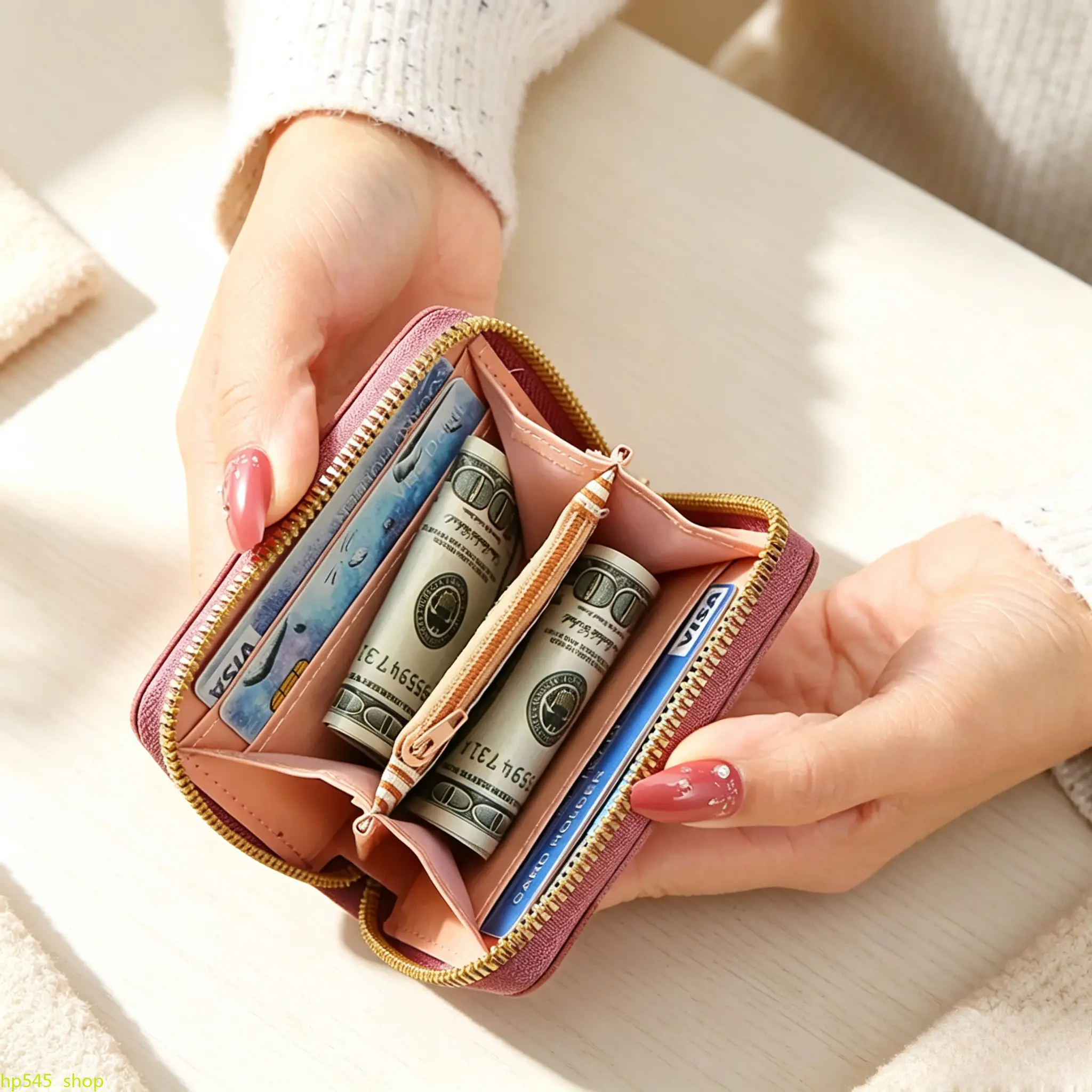 Women's 2026 New Japanese-Korean Style Cute Zipper Short Leather Wallet, Multi-Functional Folding Purse with Multiple Card Slots, Coin Pocket, Compact Lightweight Design for Daily Use, Shopping (Wallets for Women), Cute Zipper Wallet