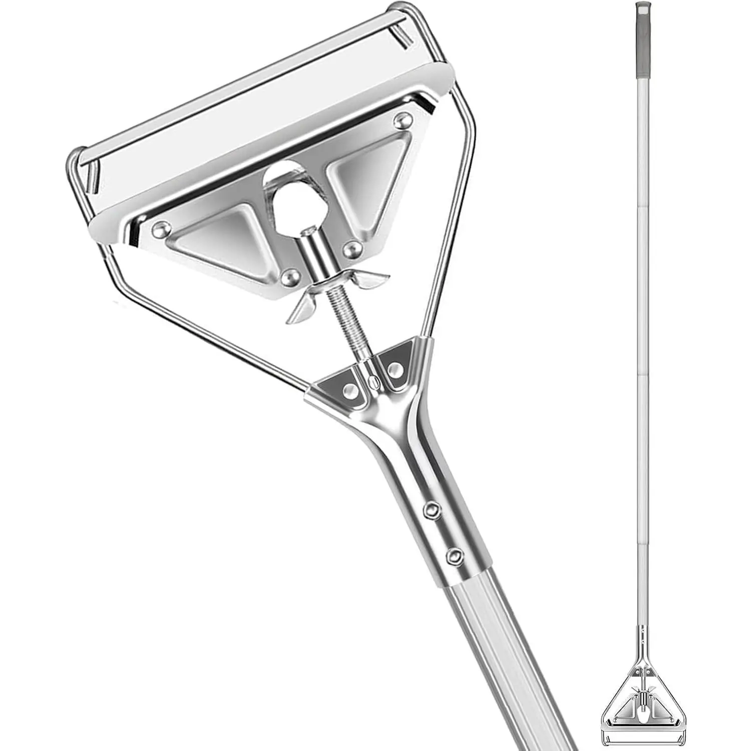 59" Commercial Mop Handle Heavy Duty, Industrial Metal Mop Stick | Wet Mops   Holder for ,Garage,Office,Warehouse Floor Cleaning|Sliver