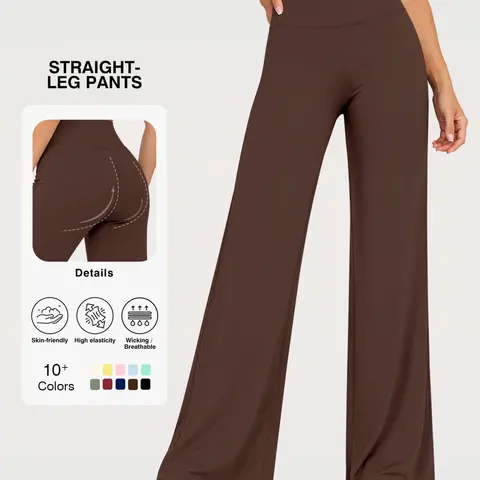 31.5'' Inseam Loose Casual Straight Leggings for Women, Workout Leggings Womens No Front Seam Straight Leggings High Waist Buttery Gym Yoga Pants, Yoga Pants Women High Waist Stretch Casual Soft Straight Leg Bottoms Workout Fitness Wear