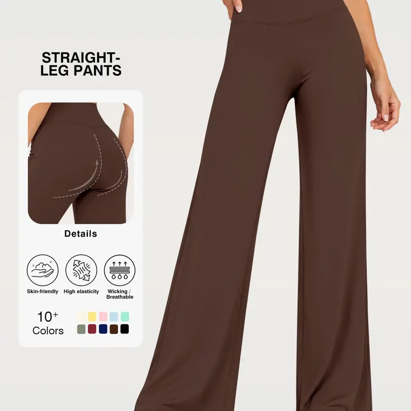31.5'' Inseam Loose Casual Straight Leggings for Women, Workout Leggings Womens No Front Seam Straight Leggings High Waist Buttery Gym Yoga Pants, Yoga Pants Women High Waist Stretch Casual Soft Straight Leg Bottoms Workout Fitness Wear