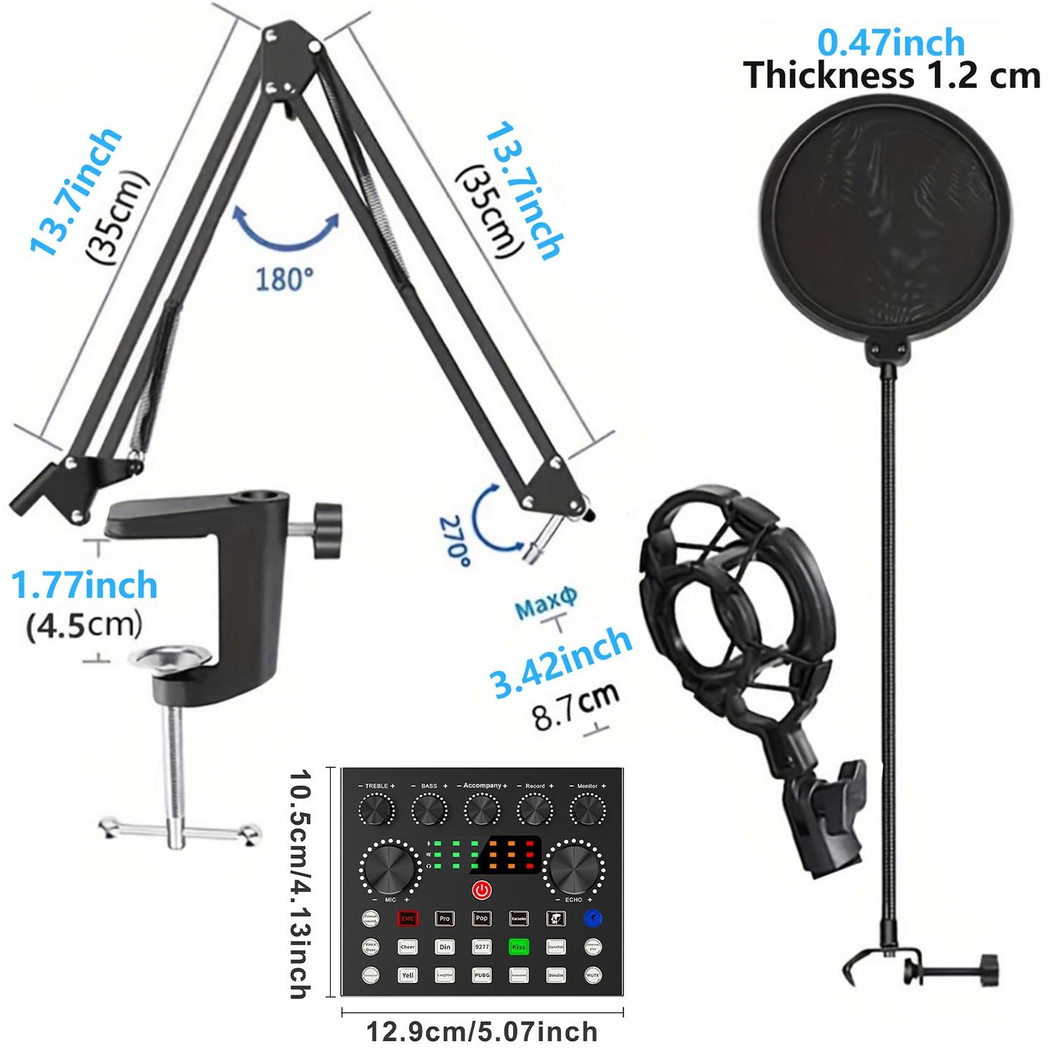 Professional Audio Live Sound Card Mixer with Bluetooth Voice Effects Computer Audio Mixer for Live Streaming Podcasting Gaming Podcast Equipment Audio Mixer Kit
