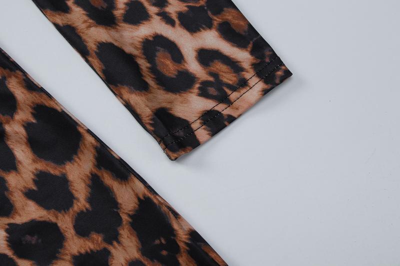 Women's Leopard Print V Neck Long Sleeve Romper, Ladies Spring Fall Winter Party Club Date Holiday Daily Casual One-piece Set Shorts Jumpsuits Playsuits For Everyday Wear