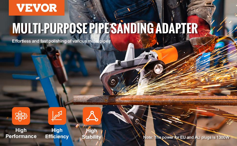 VEVOR Pipe Tube Polisher Sander, 1000W Pipe Belt Sander with 6 Variable Speeds 1100-3200rpm, Professional Belt Sander Grinding Machine with 3PCS Sanding Belts for Burnishing Finishing Rust Removal
