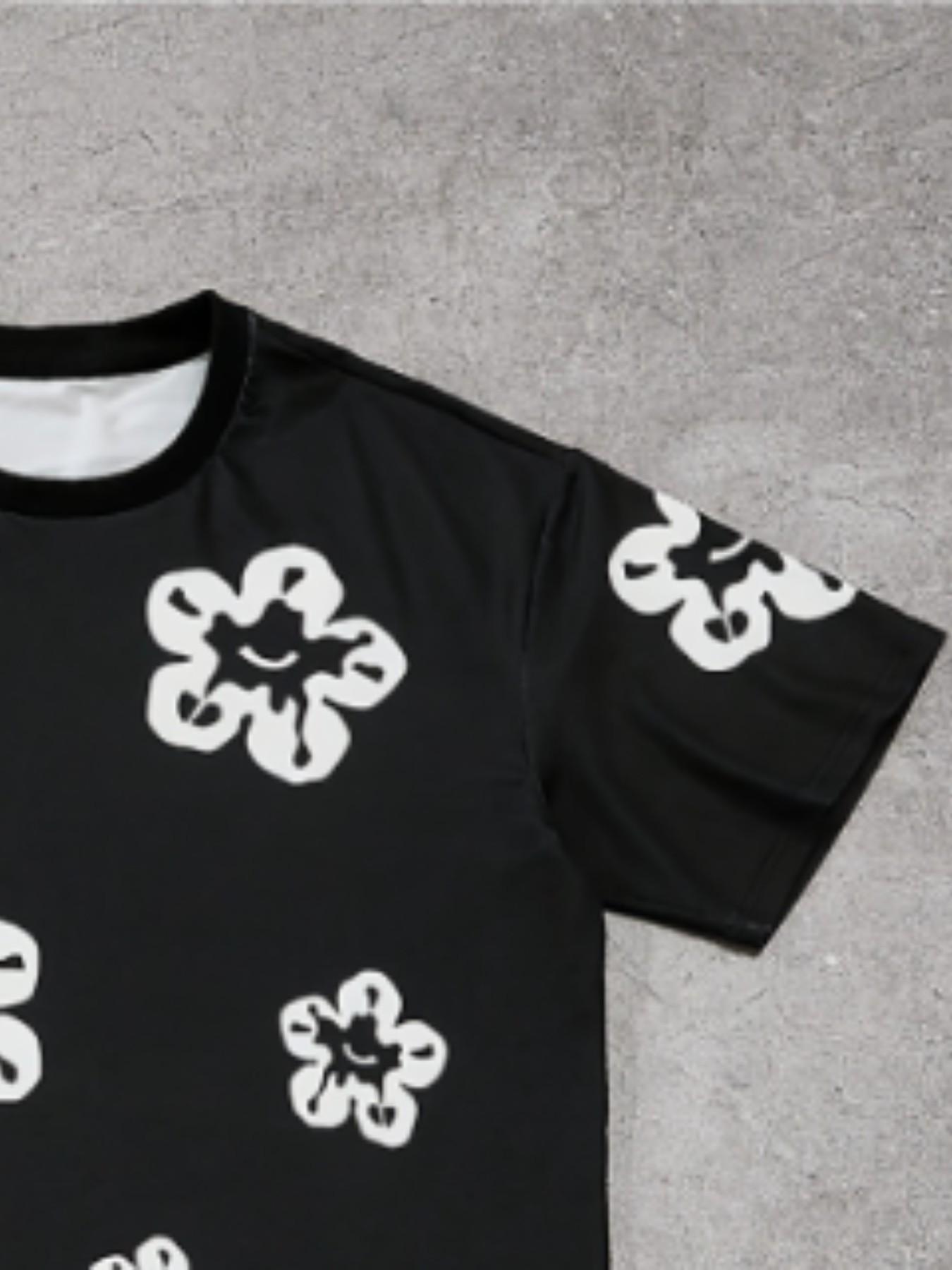 Men's Summer Suit Short Sleeve T-Shirt and Shorts, Breathable and Quick-Dry, Casual All over Print, Ideal for Outdoor Activities