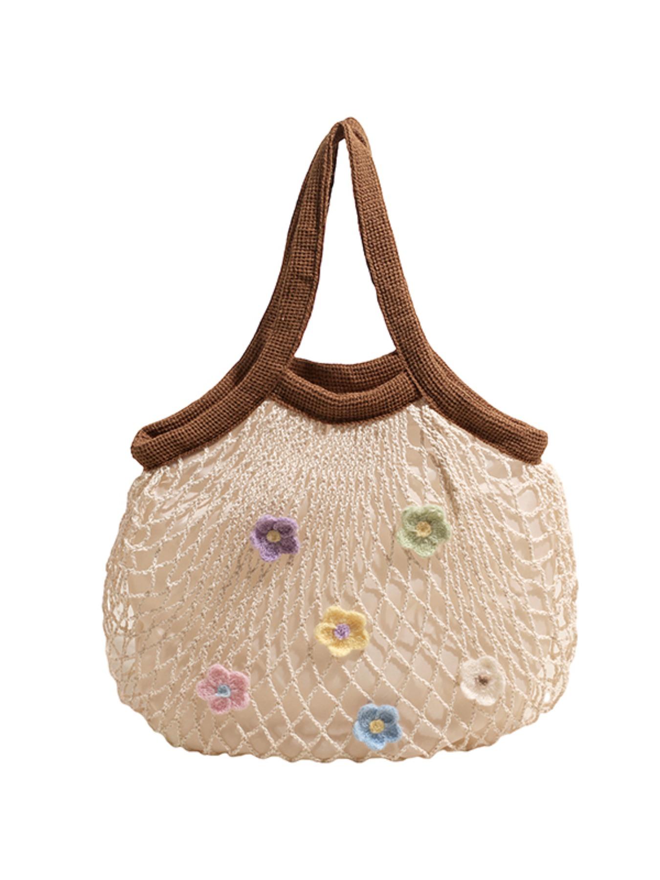 Elegant Boho Half Moon Bag, Floral Pattern Fabric Design, Lightweight & Versatile for All Seasons, Perfect for Beaches & Daily Use