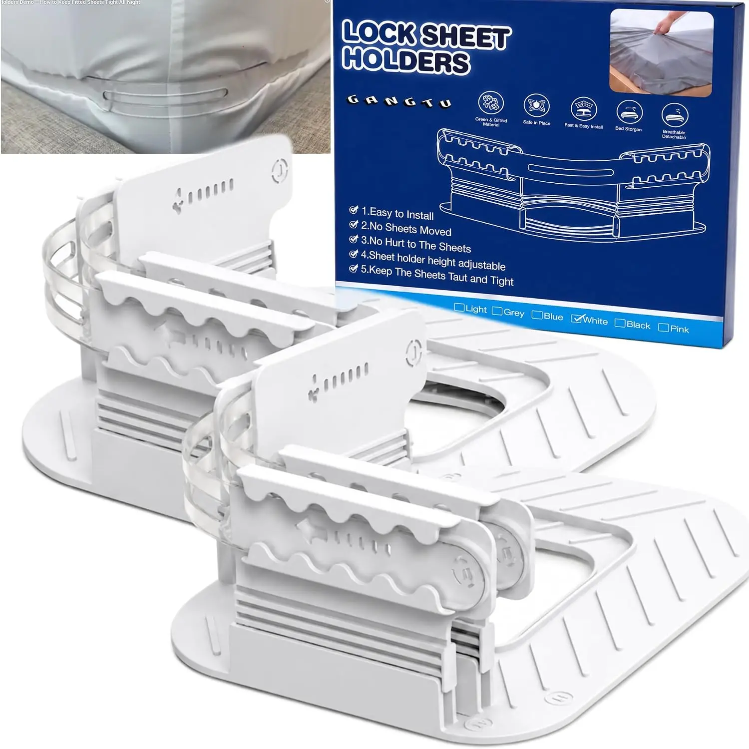 Bed Sheet Clips for Corners, Duty Sheet Holders with Locking Straps