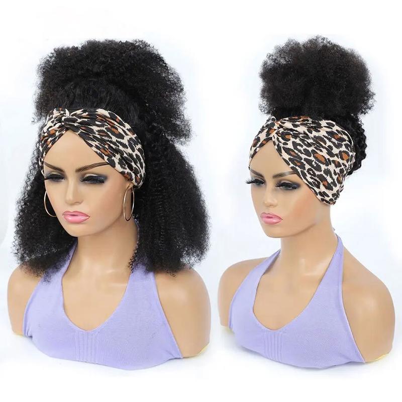 Bling Hair Headband Wig Human Hair Deep Wave Kinky Curly None Lace Front Wig Human Hair Machine Made Wigs 180% Density Headband Curly Human Hair Wigs for Women Natural Color TikTokShopBlackFriday