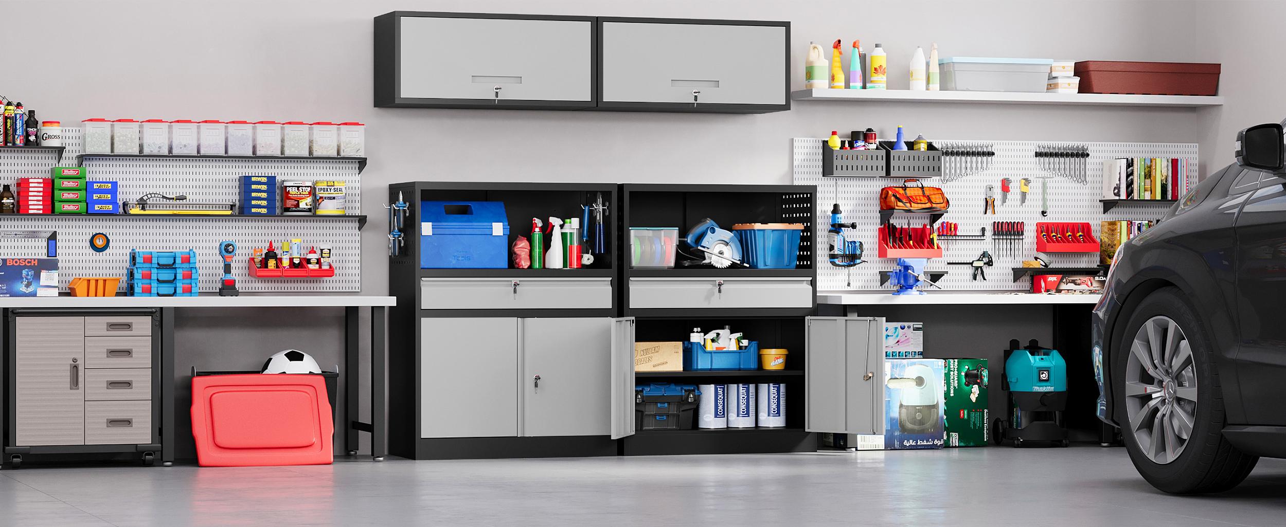 Letaya Metal Garage Storage Cabinet with Locking Doors and Adjustable Shelves, Tool Storage Cabinet with 1 Drawer - 41" Steel Locking Cabinet for Garage,Warehouse