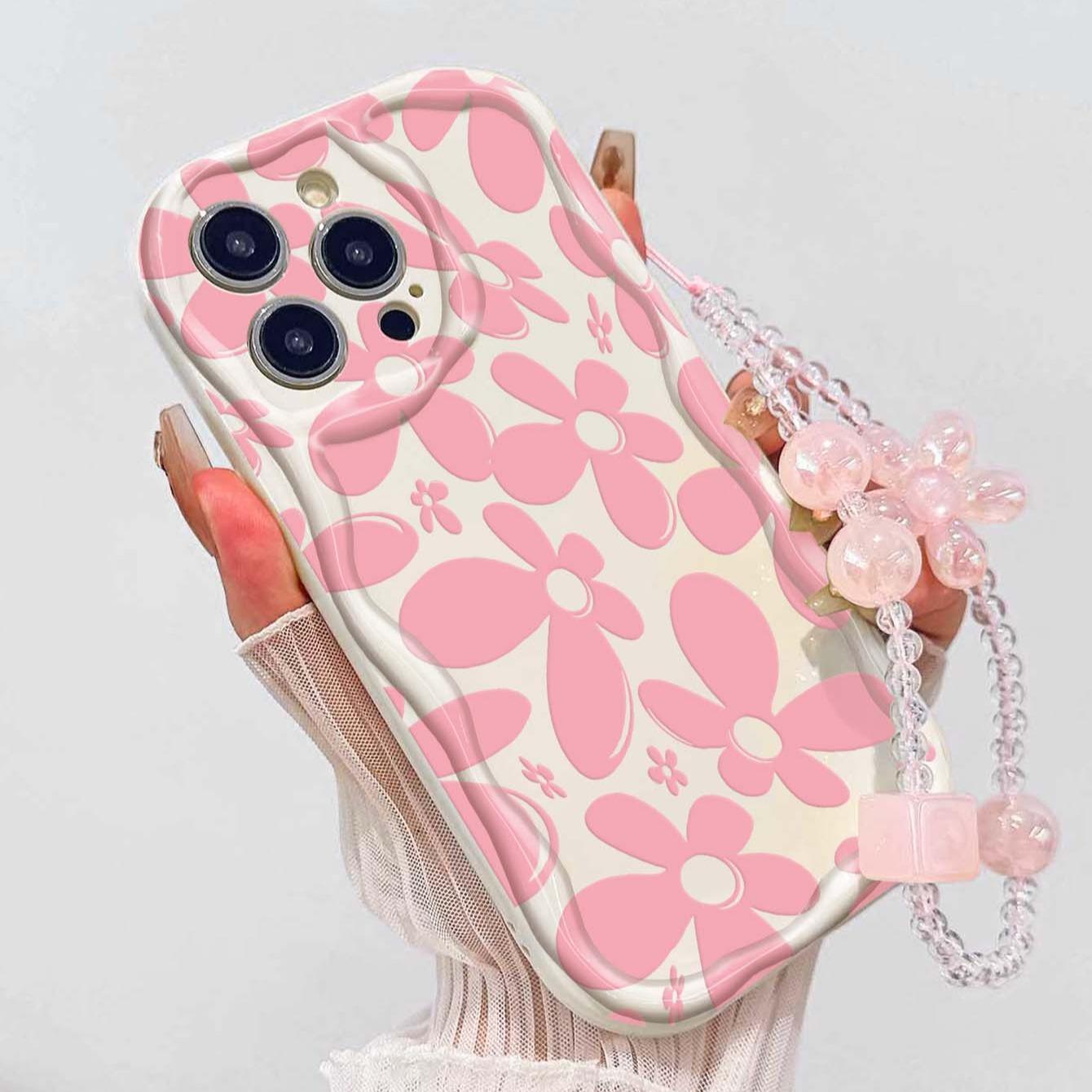 Flower Pattern Tpu Phone Case, Shockproof Wave Edge, Compatible with Apple iPhone 17 Pro Max, 16, 15, 14, 13, 12 Pro Max, XR, XS