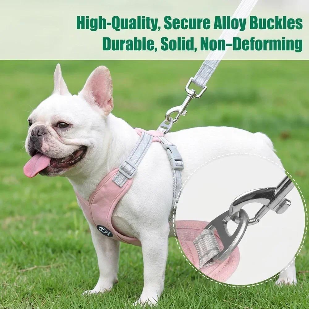 Reflective Dog Vest Harness & Leash Set - Soft, Adjustable, No-Pull Chest Strap, Reflective Strips, Breathable Fabric, Multi-Size for Small-Medium Dogs Cats Pug Daily Walking