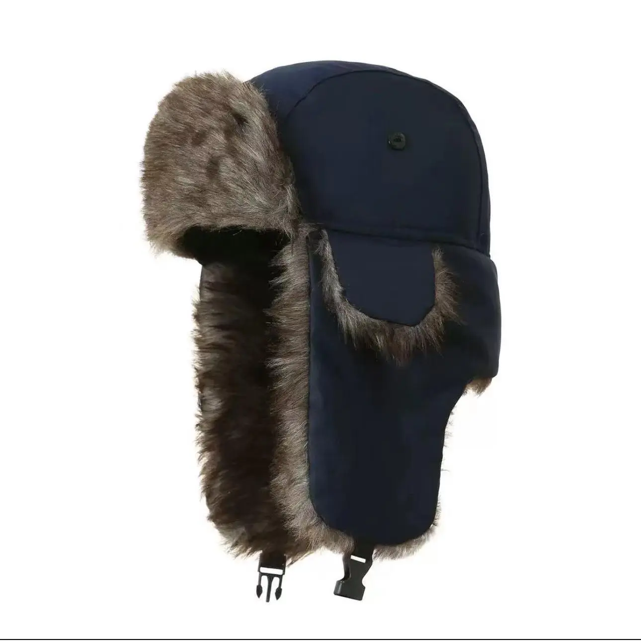 Autumn Winter Plush Lined Lei Feng Hat Polyester Cotton Waterproof Cotton Cloth Cold Proof Windproof Ear Protection Hat Thick Warm Cotton Hat Adjustable Buckle Outdoor Cycling Ear Protection Hat Wind Resistant Thermal Full Coverage Hat