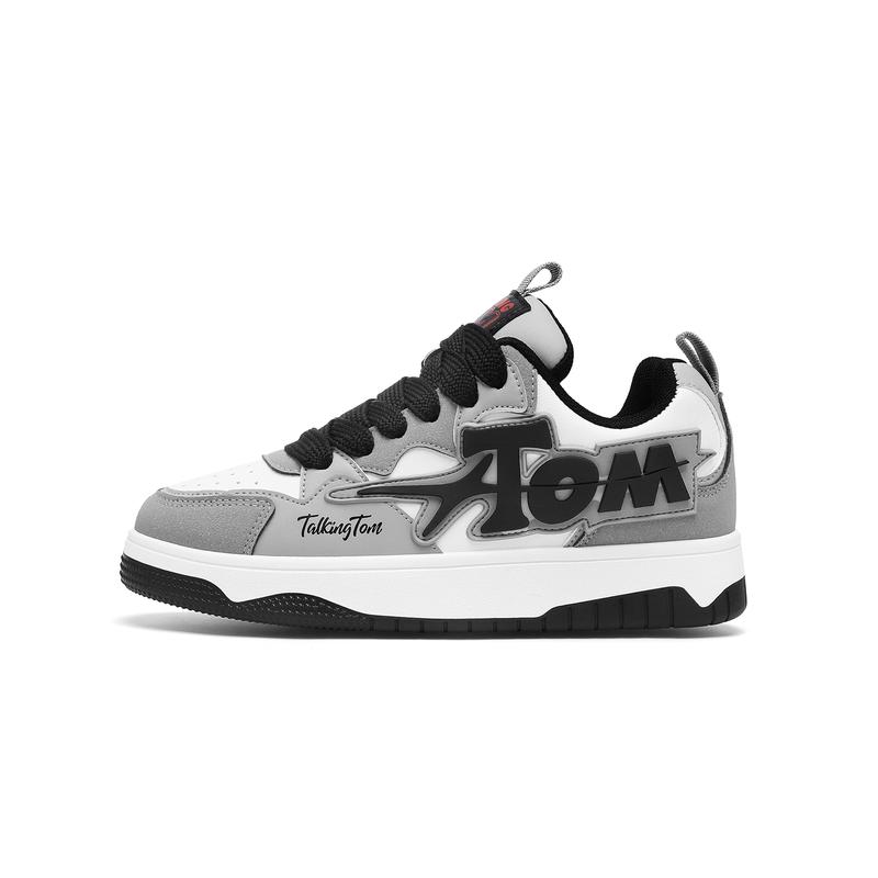 Unisex's Fashionable Colorblock Letter Label Design Skate Shoes Casual Comfortable Breathable Sports Shoes Trendy All-match Sneakers for Daily Wear Trainer Runner Running Black And Gray