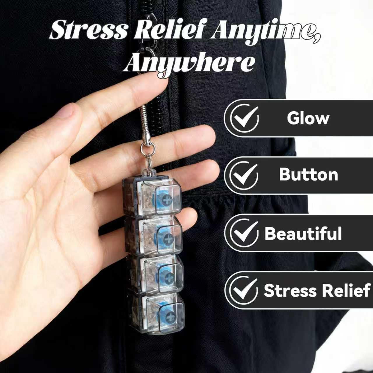 Glowing Keyboard Fidget Keychain, 4-In-1 Decompression Button, Stress Relief Fidget Gift, Transparent Color/, 1 Pcs Glowing Keyboard Fidget Keychain, 4-In-1 Decompression Button, Stress Relief Fidget Gift, Transparent Color/, 1 Pcs