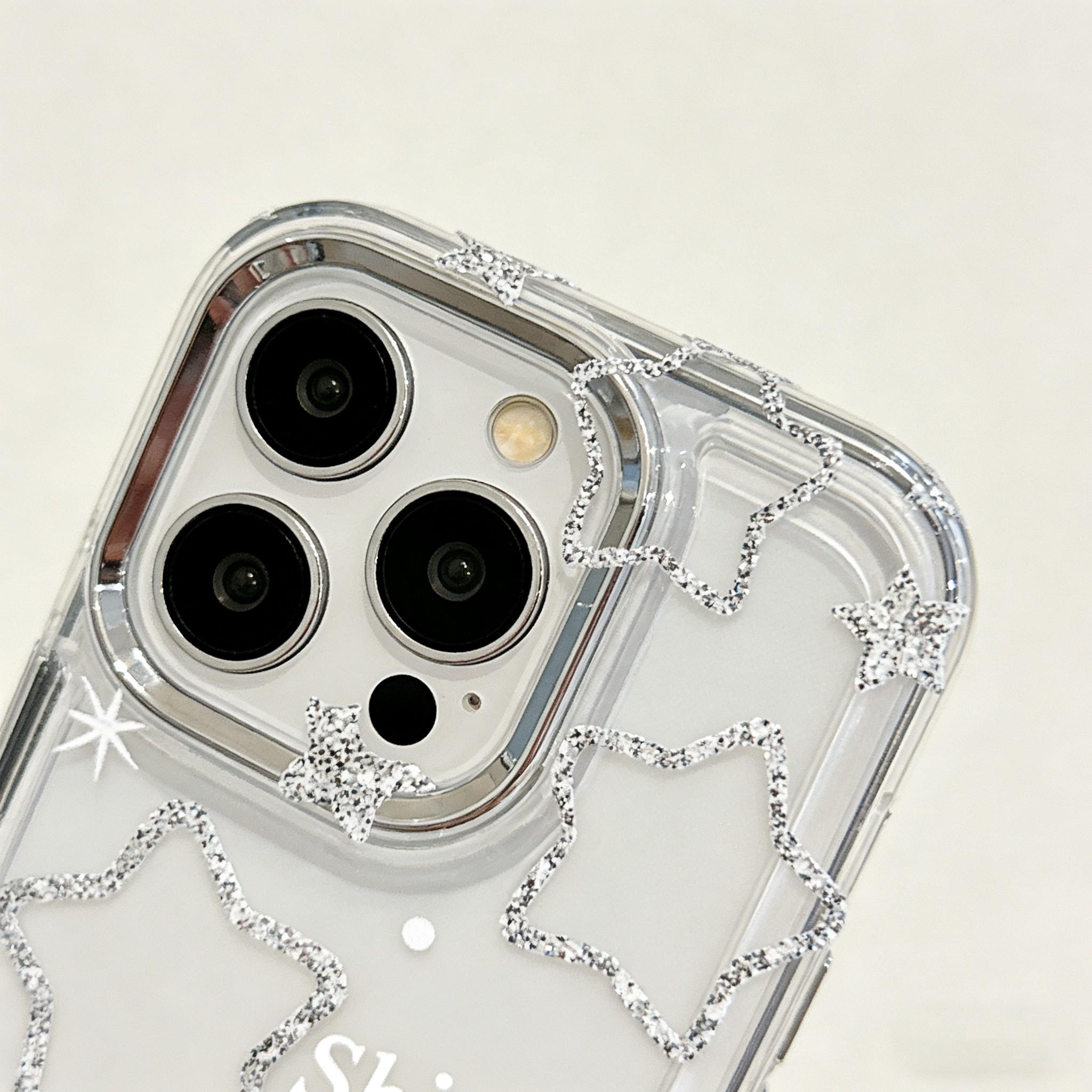 Flashy Star Shiuing Stars Phone Case, Transparent Anti-Drop Full Coverage, Compatible with iPhone 17/17 Pro Max, Cute Fairy Style