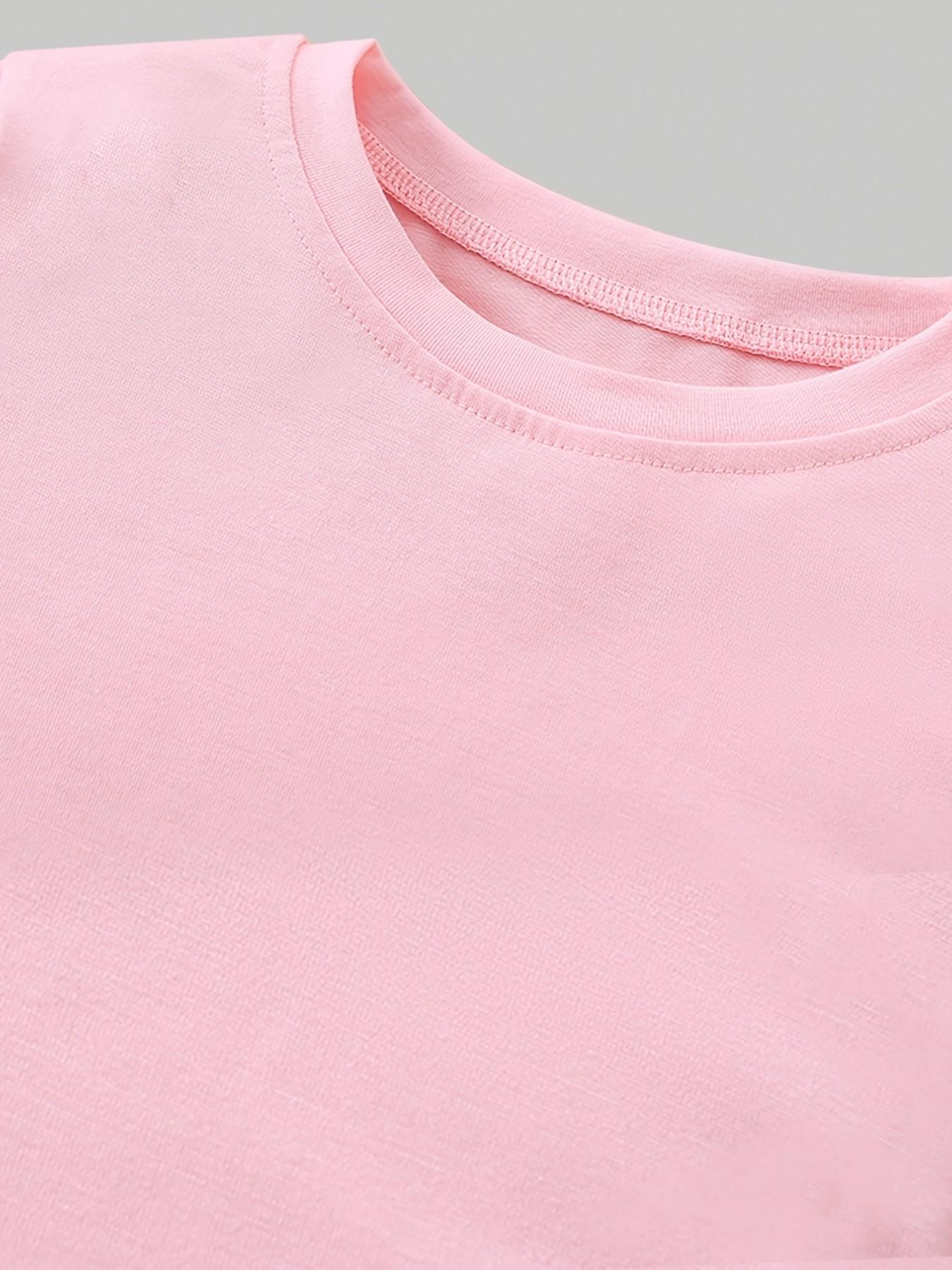 Girls' Sweet Cool Star Print Short Sleeve Bell Bottom Set, T-Shirt with Star Pattern, Casual Breathable Comfort