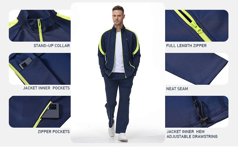 Men's 2-Piece Long Sleeve Casual Full Zip Running Sports Sweatsuit Set