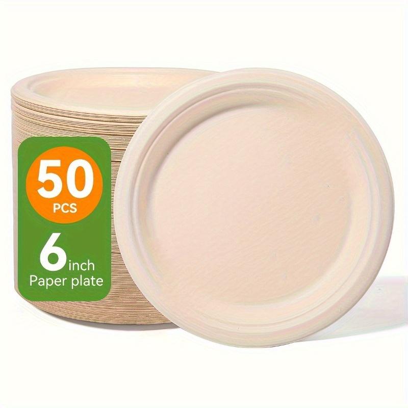 50pcs Thickened Disposable Paper Plates - Durable, Leak-Resistant, and Convenient Food Containers for Snacks, Salads, Family Dinner Parties, and Restaurant Events - All-Season, Round Tableware Accessories