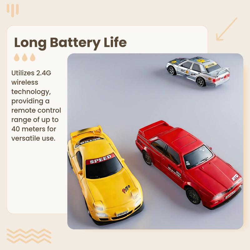 Classic Old Car Style RC Drift Car, RC Model Car, 1:43 Scale, 2.4g Wireless Remote Control, LED Lights, Type-C Charging, 30-Minute Battery Life