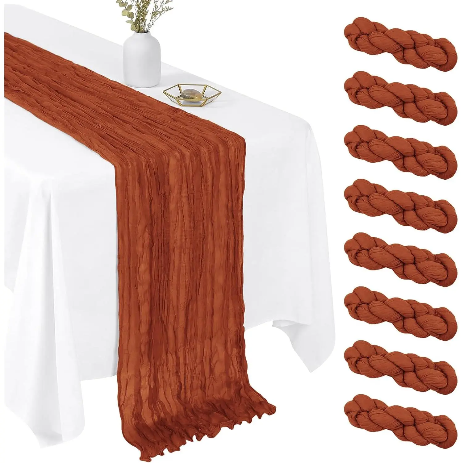 8 Pack Terracotta 17 x 108 Inch Cheesecloth - Boho Gauze Sheer for Wedding Baby Shower Home Decor