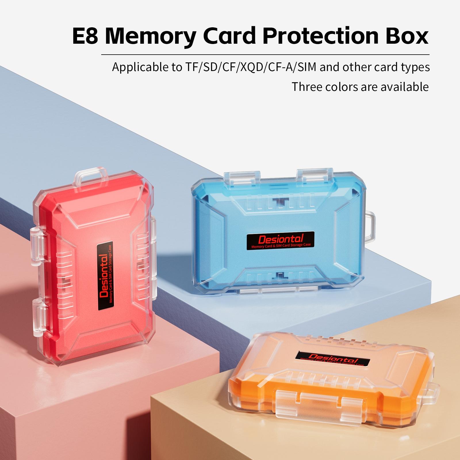 Desiontal E8 Memory Card Storage Box, Waterproof Silicone, High Aesthetic Value, Transparent Three Color, Multiple Models
