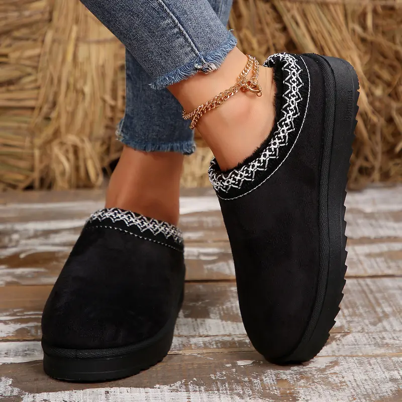 Women's Slipper Slip On For Women Suede Leather Indoor/Outdoor Comfy Fleece Lined Short Mini Snow Boot Slippers House Shoes Breathable Nonslip Women's Slipper Slip On For Women Suede Leather Indoor/Outdoor Comfy Fleece Lined Short Mini Snow Boot Slippers House Shoes Breathable Nonslip