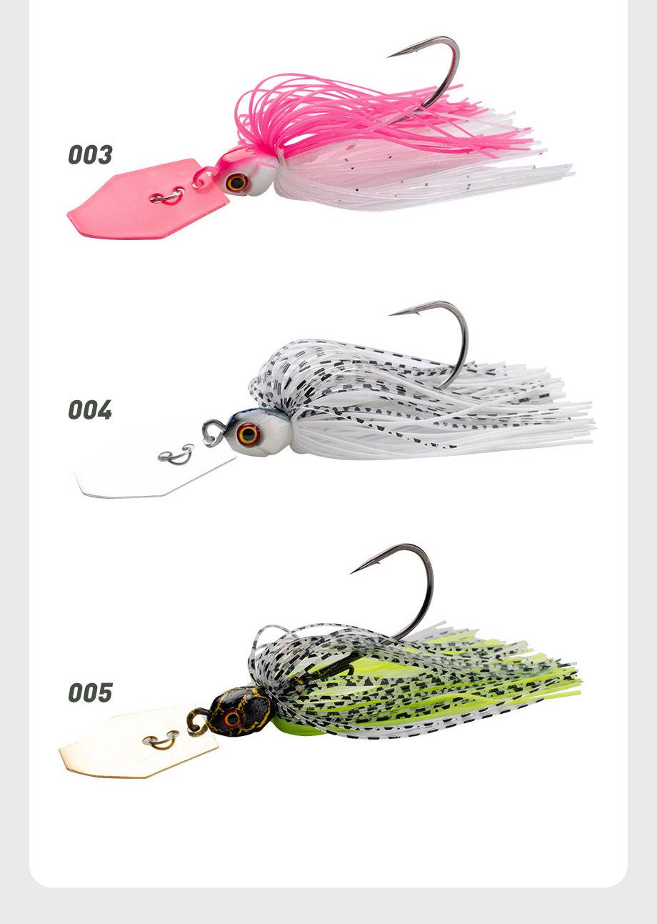 5pcs,Bladed Jig Fishing Lures Kit,Silicone Skirted Jig Head with Sharp Hooks,3D Eyes Bass Lures for Freshwater Saltwater,Durable Fishing Tackle