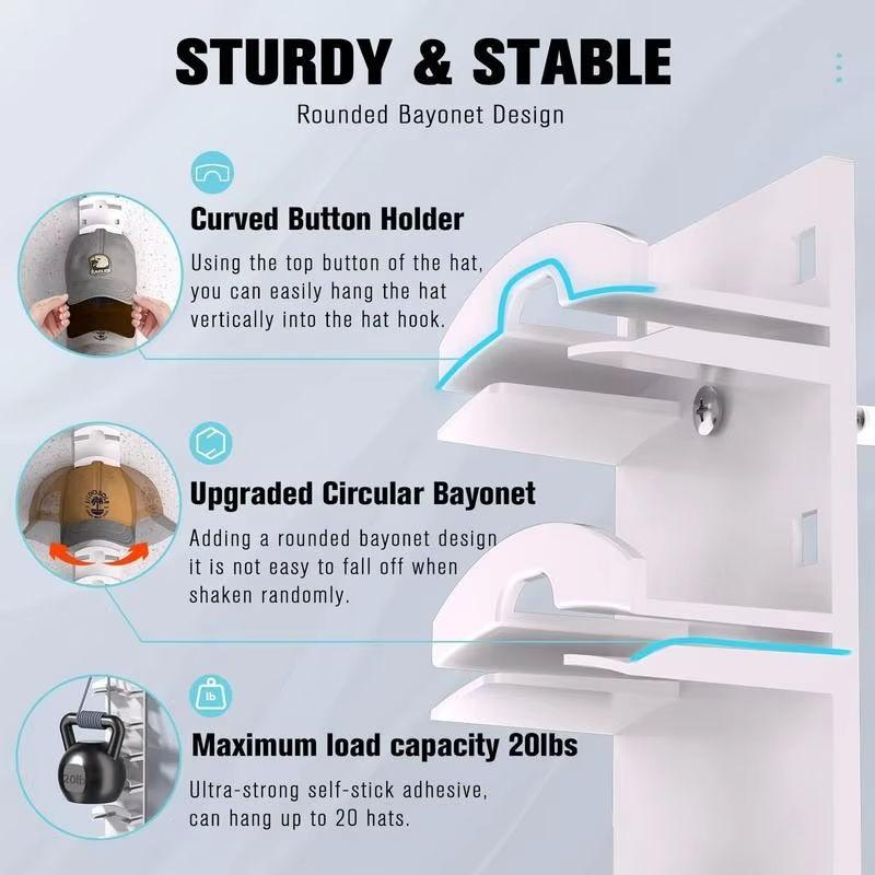 Multi-Layer Baseball Cap Wall-Mounted Storage Rack, Storage Hooks, Wall Mounted Hanger, Space-Saving Organizer for Hats, Durable & Stylish Design, Ideal for Home Organization