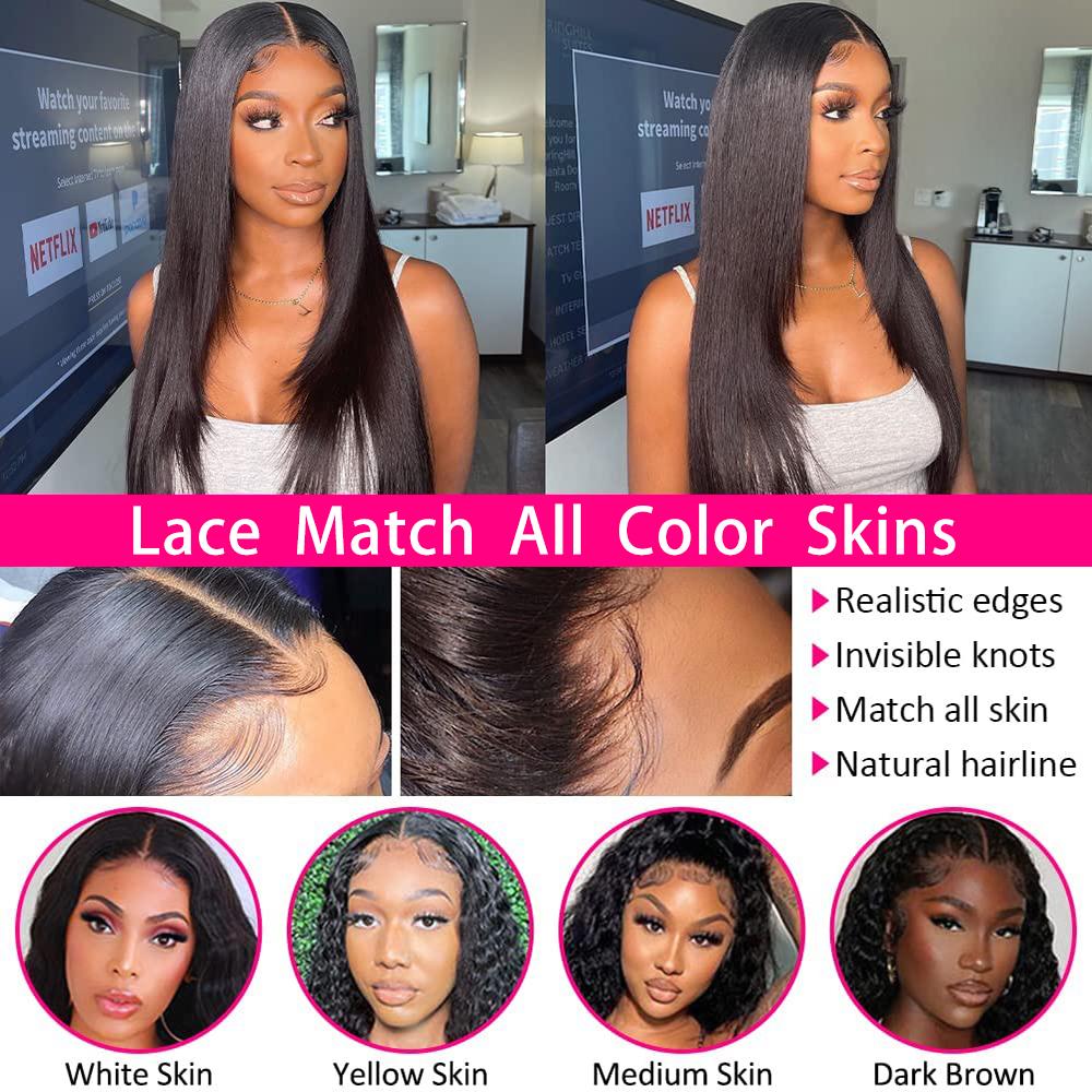 13x6 HD Transparent Lace Front Wigs Human Hair Smooth Pre Plucked For Women Brazilian Straight 13x4 Lace Frontal Wig Human Hair 180% Density TikTokShopBlackFriday