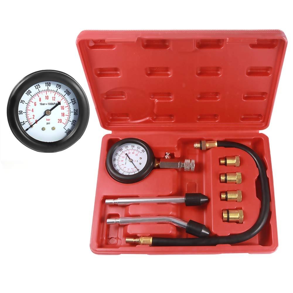 Car Engine Compression Test Tool Set, Motorcycle Car Truck Cylinder Counter, Fuel Pressure Tester, Gasoline Pressure Detector with Toolbox